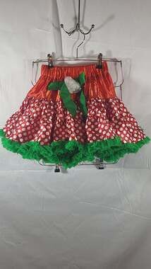 Toddler Girls Red & Green Polka Dot Christmas Tutu Ruffle Skirt
